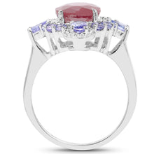 将图片加载到图库查看器，4.14 Carat Glass Filled Ruby and Tanzanite .925 Sterling Silver Ring
