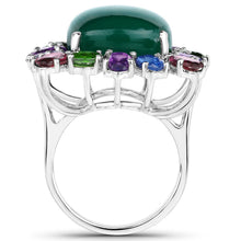 Load image into Gallery viewer, 26.67 Carat Genuine Multi Stones .925 Sterling Silver Ring
