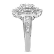 Load image into Gallery viewer, 14K White Gold 1.0 Cttw Round &amp; Baguette Cut Diamond Floral Cluster Quatrefoil Channel Set Band Cocktail Statement Ring (H-I Color, SI2-I1 Clarity) - Size 6-3/4
