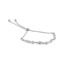 将图片加载到图库查看器，14K Yellow Gold Plated .925 Sterling Silver Diamond Accent Heart and Wave Link Bolo Bracelet (I-J Color, I2-I3 Clarity) - 6" to 9" Adjustable
