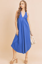 Load image into Gallery viewer, New Summer Front Pleat Detail V-Neck Sleeveless Midi Dress–Elegant, Feminine &amp; Versatile Dress with Pleat Detailing, V-Neckline &amp; Sleeveless Design for Both Casual &amp; Formal Occasions
