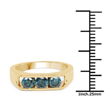 将图片加载到图库查看器，14K Yellow Gold Plated 0.90 Carat Genuine Blue Diamond .925 Sterling Silver Ring
