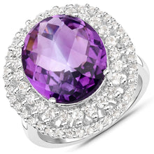 Load image into Gallery viewer, 8.41 Carat Genuine Amethyst and White Topaz .925 Sterling Silver Ring
