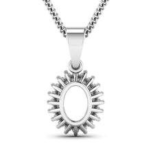 Load image into Gallery viewer, 0.13 Carat Genuine White Diamond 14K White Gold Semi Mount Pendant - holds 8x6mm Oval Gemstone
