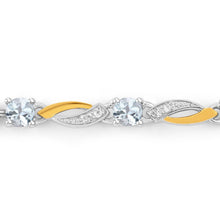 Load image into Gallery viewer, 0.74 Carat Genuine Aquamarine and White Sapphire .925 Sterling Silver Bracelet
