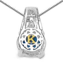 Load image into Gallery viewer, 4.94 Carat Genuine Swiss Blue Topaz, Blue Diamond &amp; White Diamond .925 Sterling Silver Pendant
