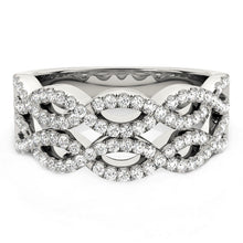 Load image into Gallery viewer, Diamond Studded Double Interlocking Waves Ring in 14k White Gold  (5/8 cttw)
