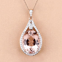 Load image into Gallery viewer, 9.31 Carat Genuine Morganite and White Diamond 14K Rose Gold Pendant
