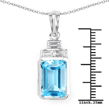Load image into Gallery viewer, 9.99 Carat Genuine Swiss Blue Topaz and White Topaz .925 Sterling Silver Pendant
