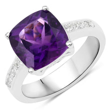 Load image into Gallery viewer, 3.32 Carat Genuine Amethyst and White Topaz .925 Sterling Silver Ring

