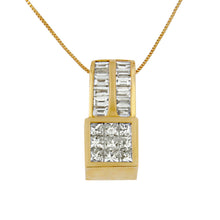 Load image into Gallery viewer, 14K Yellow Gold 1 1/4 cttw Princess and Baguette Cut Geometric Inspired Diamond Pendant Necklace (H-I, VS1-VS2)
