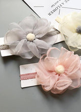 Load image into Gallery viewer, Luxury Modern Pearl Handmade Baby Girls Bowknot Crown Headband Lace Elastic Hair Band Bow For Girls Baby
