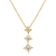 Load image into Gallery viewer, 10K White Gold 1/5 Cttw Princess Cut Diamond 3 Stone Drop 18" Pendant Necklace (H-I Color, SI2-I1 Clarity)
