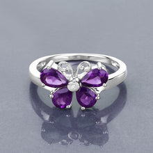 Load image into Gallery viewer, 1.35 Carat Genuine Amethyst and Created White Sapphire .925 Sterling Silver Ring
