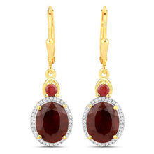 将图片加载到图库查看器，6.98 Carat Dyed Ruby and White Diamond .925 Sterling Silver Earrings
