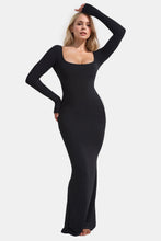 Load image into Gallery viewer, Caramel Built-In Shapewear Dress Square Neck Long Sleeve Maxi Dress Elegant Shapewear Dress For Women
