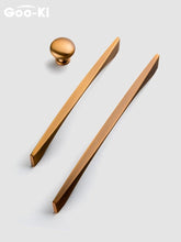 将图片加载到图库查看器，6PCS Set Nordic Modern Glam Brushed Bronze Drawer Knobs Kitchen Door Handles Cupboard Door Handle Cabinet Handles for Furniture Hardware  Brushed Brass Handle Modern Minimalist Cabinet Pull Drawer Handle Wardrobe Cabinet Hardware
