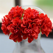 Load image into Gallery viewer, 6pcs Silk Stamen Artificial Flower Bouquet Wedding Party Decoration Handmade Wreath Gift Scrapbooking Craft Fake Flowers
