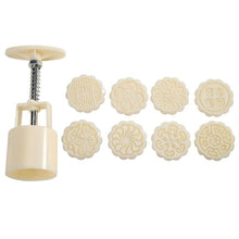将图片加载到图库查看器，6pcs/set Flower Shaped Mooncake Mold Cake Mold Hand Pressure Fondant Moon Cake Decorating Tools Cookie Cutter Baking Tool Moon Cake Mold With 6 Stamps Flowers Design Hand Pressure Fondant Decoration Cookie Cutter
