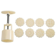 将图片加载到图库查看器，6pcs/set Flower Shaped Mooncake Mold Cake Mold Hand Pressure Fondant Moon Cake Decorating Tools Cookie Cutter Baking Tool Moon Cake Mold With 6 Stamps Flowers Design Hand Pressure Fondant Decoration Cookie Cutter
