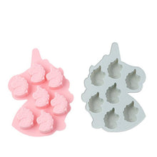 Load image into Gallery viewer, 7 Cells Cute Unicorn Silicone Cake Molds No Smell Food Grade Material For Candle, Fondant, Biscuit, Dessert, Chocolate Molds Mini Unicorn Head Ice Cube Tray, Unicorn Silicone Molds Set For Chocolate Candy Cake Cupcake Soap Baking
