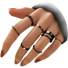 将图片加载到图库查看器，7-Piece: Women's Gold Knuckle Ring Set
