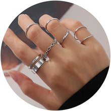 将图片加载到图库查看器，7-Piece: Women's Gold Knuckle Ring Set
