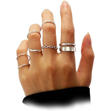 将图片加载到图库查看器，7-Piece: Women's Gold Knuckle Ring Set

