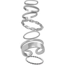 将图片加载到图库查看器，7-Piece: Women's Gold Knuckle Ring Set
