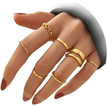 将图片加载到图库查看器，7-Piece: Women's Gold Knuckle Ring Set
