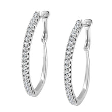 Load image into Gallery viewer, 10KT White Gold 1 cttw Diamond Hoop Earrings (I-J Clarity, I2-I3 Color)
