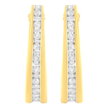 将图片加载到图库查看器，10K Yellow Gold 1 cttw Channel Set Diamond J-Hoop Earrings (H-I Clarity, I1-I2 Color)
