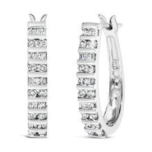 将图片加载到图库查看器，10K White Gold 1.0 Cttw Alternating  Diamond "U" Hoop Earrings (I-J Color, I2-I3 Clarity)
