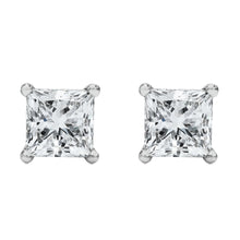 将图片加载到图库查看器，14K White Gold 1/2 Cttw Princess Cut Lab Grown Diamond Solitaire Stud Earrings (F-G Color, VS2-SI1 Clarity)
