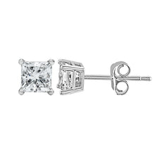 将图片加载到图库查看器，14K White Gold 1/2 Cttw Princess Cut Lab Grown Diamond Solitaire Stud Earrings (F-G Color, VS2-SI1 Clarity)
