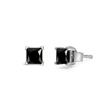 Load image into Gallery viewer, 14K White Gold 1/2 Cttw Princess-Cut Treated Black Diamond Classic 4-Prong Stud Earrings with Push Backs (Fancy Color-Enhanced, I2-I3 Clarity)
