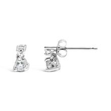将图片加载到图库查看器，14K White Gold 1/4 Cttw Double Diamond Drop and Dangle Stud Earrings (H-I Color, SI1-SI2 Clarity)
