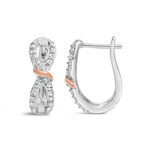 Load image into Gallery viewer, 10K White and Rose Gold 1/3 Cttw Diamond Infinite and Ribbon Hoop Earrings (H-I Color, I1-I2 Clarity)
