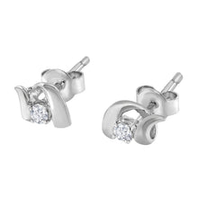 Load image into Gallery viewer, .925 Sterling Silver Round Cut Diamond Fashion Stud Earrings (0.10 cttw, I-J Color, I2-I3 Clarity)
