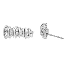 Load image into Gallery viewer, 14K White Gold 7/8 cttw Baguette &amp; Round Brilliant-Cut Diamond Dangle Multi Row Earrings (H-I Color, SI2-I1 Clarity)
