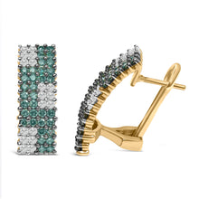 Load image into Gallery viewer, 14K Yellow Gold 2 cttw White and Treated Blue Diamond Earrings (H-I, SI1-SI2)
