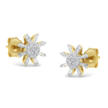 Load image into Gallery viewer, 10k Yellow Gold Round and Baguette Diamond Stud Earring (0.50 cttw, H-I Color, I2-I3 Clarity)
