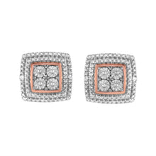 将图片加载到图库查看器，10K Yellow, White, and Rose Gold Plated Sterling Silver Diamond Accent Earrings (I-J Clarity, I3 Color)
