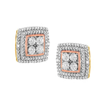 将图片加载到图库查看器，10K Yellow, White, and Rose Gold Plated Sterling Silver Diamond Accent Earrings (I-J Clarity, I3 Color)
