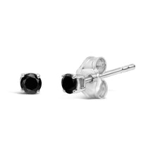 将图片加载到图库查看器，.925 Sterling Silver 1/2 Cttw Black Diamond Solitaire Stud Earrings
