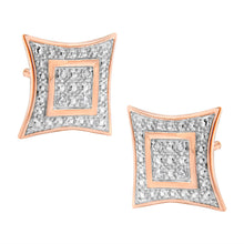 Load image into Gallery viewer, .925 Sterling Silver Diamond Accented 4-Stone Four Pointed Star Shaped Halo-Style Stud Earrings (H-I Color, I2-I3 Clarity)
