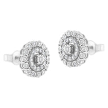 Load image into Gallery viewer, 10KT White Gold 1/2 cttw Double Halo Brilliant Round-Cut Diamond Stud Earrings (I-J Clarity, I2-I3 Color)
