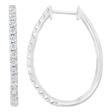 Load image into Gallery viewer, 14K White Gold 2.0 Cttw Round Brilliant Cut Diamond Oblong Hinged Leverback Hoop Earrings (I-J Color, I1-I2 Clarity)
