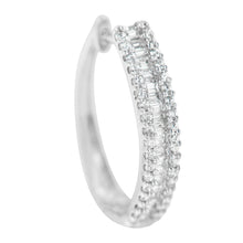 Load image into Gallery viewer, 10K White Gold Diamond Hoop Earrings (3/4 cttw, I-J Color, I2-I3 Clarity)
