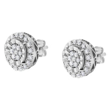 Load image into Gallery viewer, Sterling Silver Diamond Cluster Earrings (1 cttw, I-J Color, I2-I3 Clarity)

